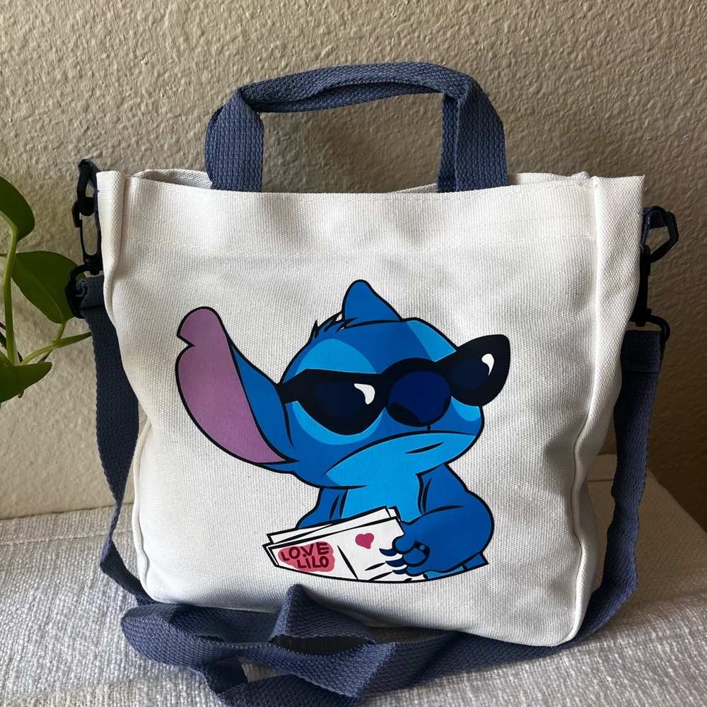 NEW Stitch Blue and White Shoulder Tote Bag